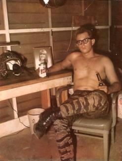 Seawolf George Heady relaxes with a pipe and a beer after a hard day’s work.
