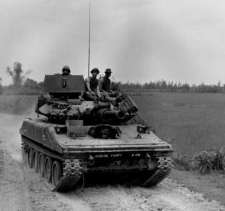An M155 Sheridan tank from A Troop, 1st Bn.