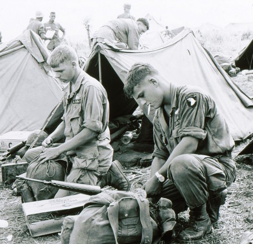 Members of the 2nd Battalion, 501st Infantry, 101st Airborne pack their gear in preparation for Operation Hawthorne.
