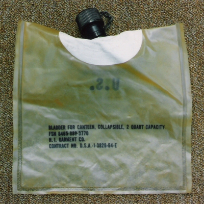 Plastic film 2-Quart collapsible canteen bladder.