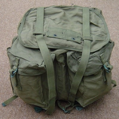 The ARVN Rucksack boasted two outside pockets and webbing hanger for attaching an intrenching tool on the pouch flap.