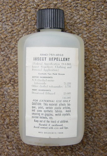 1966 dated 2oz bottle of insect repellent with paper label.
