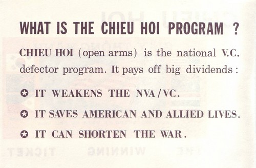 MACV's 'Chieu Hoi: The Winning Ticket' pamphlet explained the purpose of the amnesty program.