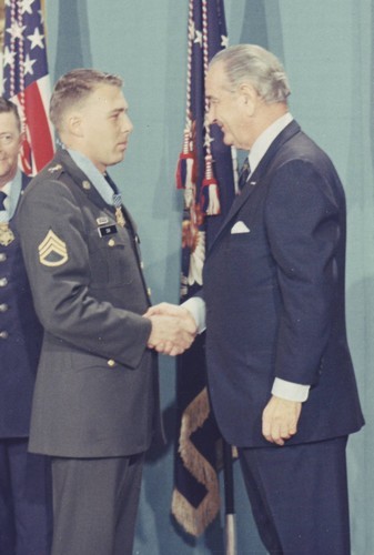 Drew Dix was awarded the Medal of Honor by President Lyndon B.
