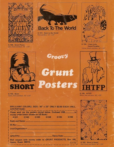 Back cover of the January 1972 edition of Grunt.