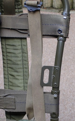 Upper and middle back strap brackets on the 1968 model Lightweight Rucksack