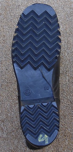 The DMS all-leather combat boot had a chevron pattern tread.