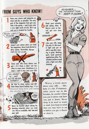 The illustrated guide gave tips on storing and cleaning the M16A1's ammunition.
