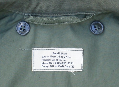 M1951 Field Coat size label.