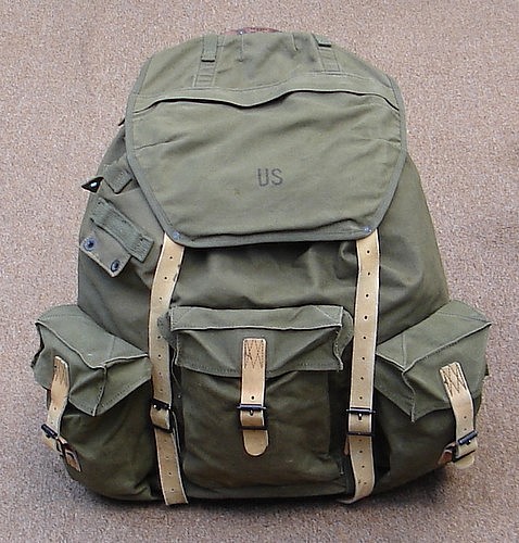 In addition to its large main pouch, the M1952 Moutain Rucksack featured three outside pockets and a pack flap pocket.