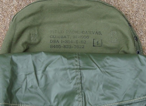 Early versions (1962 issued contracts) of the new Field Pack were still stamped M1956.