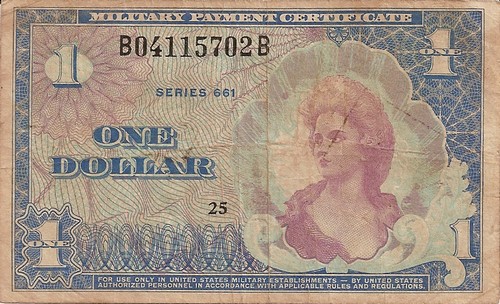 Front of the 661 series 1-Dollar Military Payment Certficate.