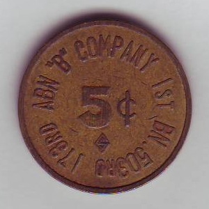 5c Military Token issued by the 1st Battalion 503rd Infantry of the 173rd Airborne Brigade.