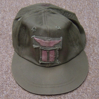 A Medevac pilot in Vietnam wore this Utility cap, embroidered with Captains bars and an Aviator Badge.