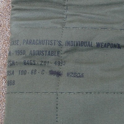 Identification stamp on the M1950 Parachutist's Individual Weapons Case.