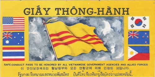 The second version of Safe Conduct Pass featured the 7-flags of the Republic of Vietnam, the U.