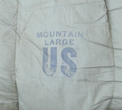 "US" was stamped at the foot end of the M1949 Mountain Sleeping Bag.