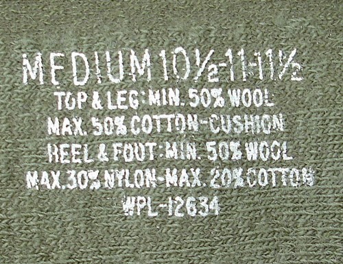 Stamp on the Army issue OG-408 cushion sole socks.