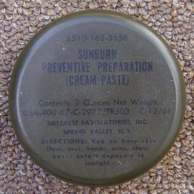 1967 Sunburn Preventive Cream.