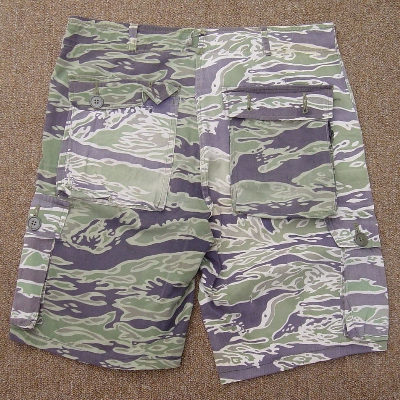 Some sections of these Late War Sparse tiger stripe shorts have faded faster than others.