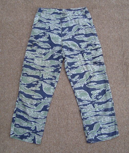 Lightweight tiger stripe trousers made in the Late War Sparse (LLS) pattern.