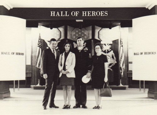 Medal of Honor recipient Michael Thornton stands with his wife and family outside the Pentagon’s Hall of Heroes.