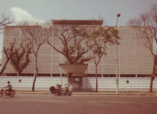 The American Embassy on Thong Nhut Street in downtown Saigon.