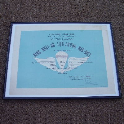 Vietnamese LLDB Jump Wings Certificate.