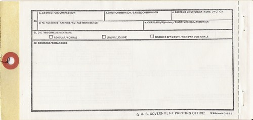 Back of the Field Medical Card.