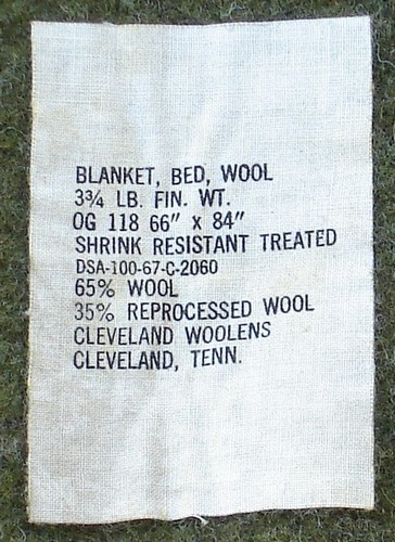 The blanket label provided nomenclature, contract and manufacturer information.