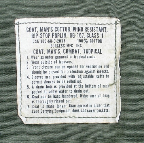 The 4th pattern jungle jacket had 7 instructions, due to the reintroduction of the pocket drain holes (instruction number 5).